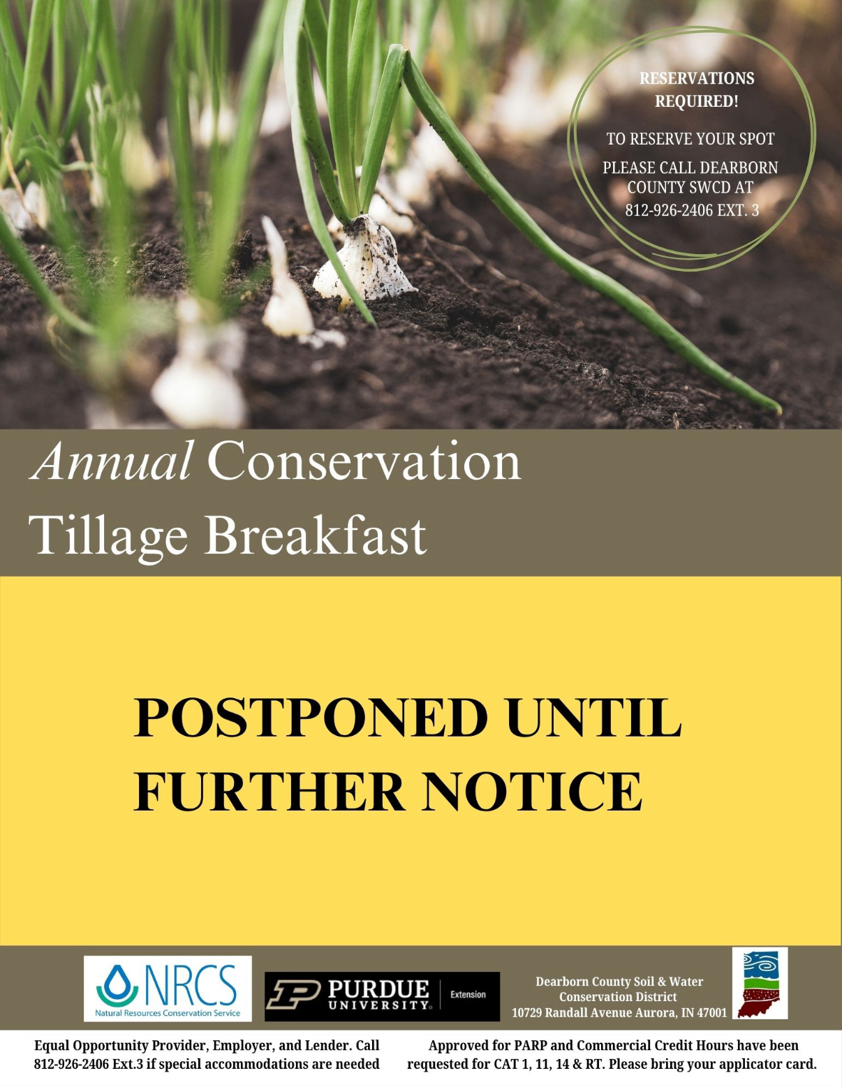 Tillage breakfast postponed 2025